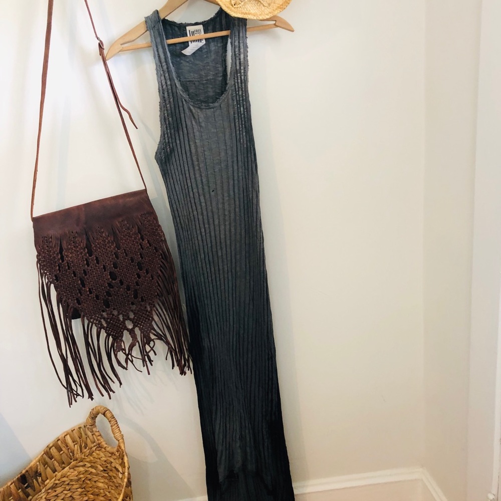 Free People charcoal gray ribbed knit  maxi